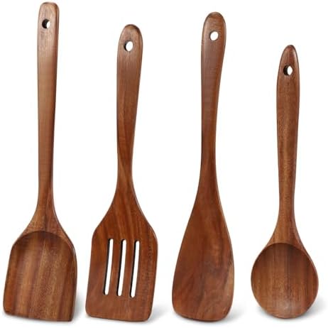 4 Pack Teak Wood Spatula for Cooking