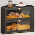 JANSNIMEN Corner Bread Box for Kitchen Countertop Bamboo Bread Holder