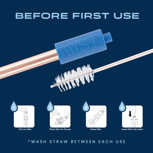 Mist Reusable Straw, Collapsible Reusable Metal Water Filtering Straw