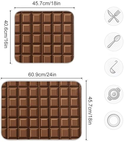 OTVEE Chocolate Bar Art Dish Drying Mat for Kitchen Counter Absorbent