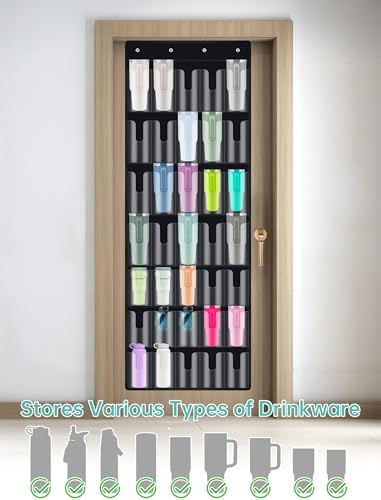 NiHome 35-Pocket Door Hanging Cup Organizer Fit for Stanley Tumbler 30