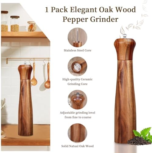 XWXO 10-Inch Acacia Wood Salt and Pepper Grinder