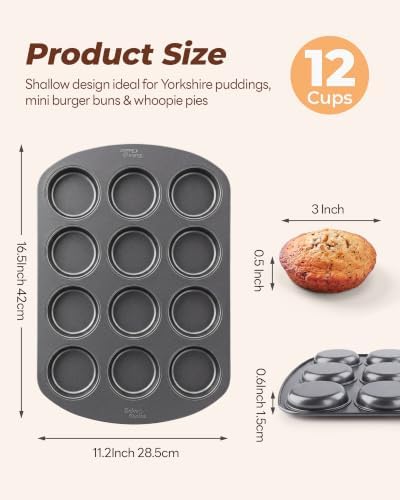 Bake Choice Muffin Top Pan, 12 Cavity Baking Pan for Muffin Tops