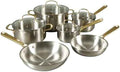 Oster Platinum Sunstreak Pots and Pans Set, 10-Piece Stainless Steel Cookware Set with Glass Strainer Lids and Gold Handles, Induction Cookware Set