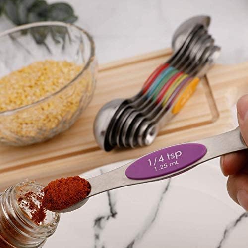 Magnetic Measuring Spoons Set Stainless Steel Dual Sided Measuring
