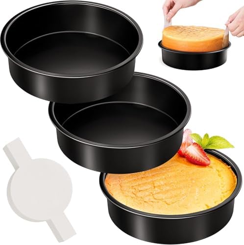 9 Inch Round Cake Pan Set of 3, Nonstick Baking Pans with 100PCS