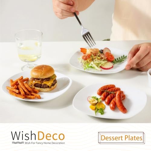 WishDeco Ceramic Appetizer Plates Set of 6, Small Dessert Plates