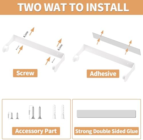 Paper Towel Holder, Under Cabinet Wall Mount, White