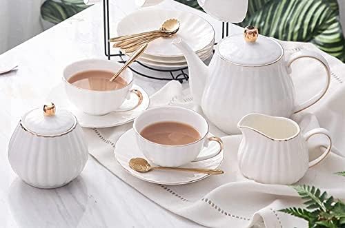 Ceramic Coffee Serving Set, Stripe Creamer Pitcher with Sugar Bowl Set