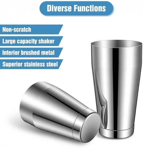 4PCS Cocktail Shaker Set Professional Bar Shaker Boston Set, Stainless