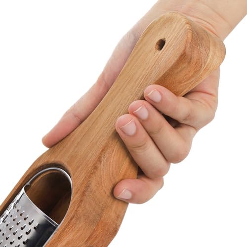 ZENFUN Removable SUS304 Stainless Steel Cheese Grater with Wooden