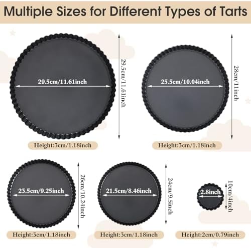 Ziliny 8 Pcs Tart Pan with Removable Bottom, Round Fluted Quiche Pans