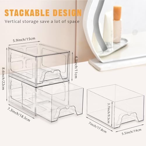 6 Pack Stackable Storage Drawers,Makeup Organizer with Pull-out Drawer
