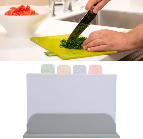 Color Coded Cutting Board Set with Holder, 4 Pcs