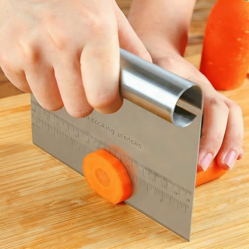 RUPOHIU Dough Scraper for Baking, Stainless Steel Bench Scraper with