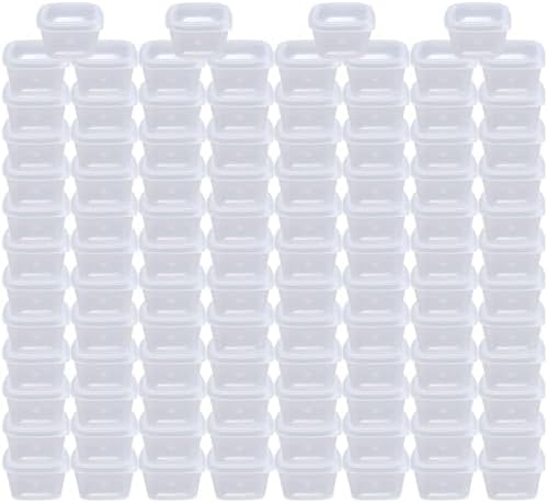 MIUPOO Leak Proof Square Sauce Cup,Plastic Souffle Cups,Disposable