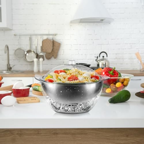 MOLIGOU Iced Salad Bowl, Salad Serving Bowl with Ice Holder and Lid