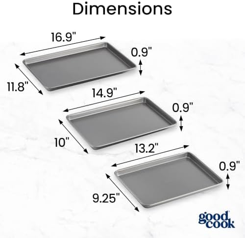 GoodCook Everyday Nonstick Baking Sheet Set, 3 Pack Includes Small