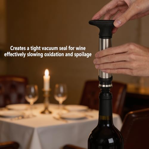 Wine Vacuum Pump with Stopper, Stainless Steel Wine Saver Preserver