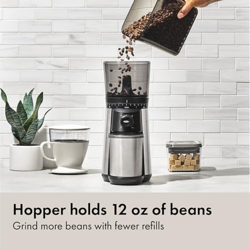 OXO Brew Conical Burr Coffee Grinder, 12 Oz, Silver