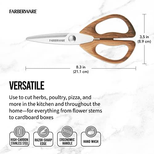 Farberware Kitchen Shears with Stainless Steel Blades and Faux Wood