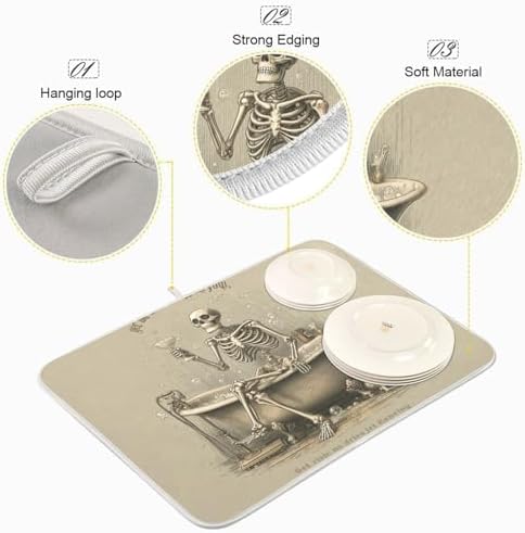 OTVEE Enjoy Bathtub with Wine Dish Drying Mat for Kitchen Counter