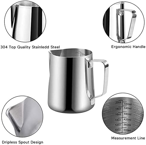 20 oz Milk Frothing Pitcher, 304 stainless steel 600ml milk can coffee