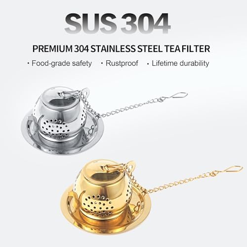 2 Pack Tea Infusers with Spoon, Loose Leaf Tea Strainer, Teapot Design