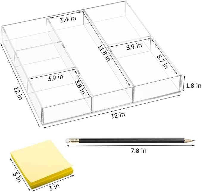 HIIMIEI Acrylic Drawer Organizer, 6 Section Clear Makeup Tray Organizer - Image 6