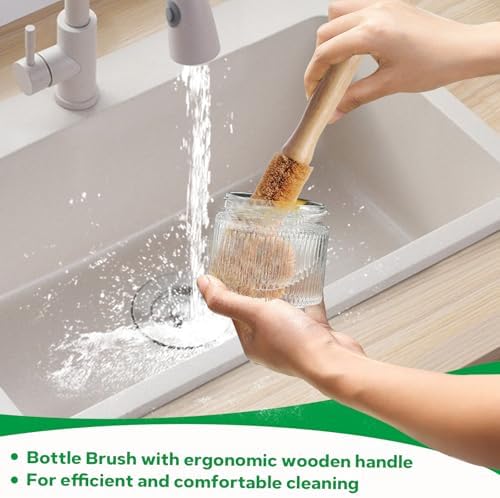 Bamboo Dish Brush Set, 5 Packs