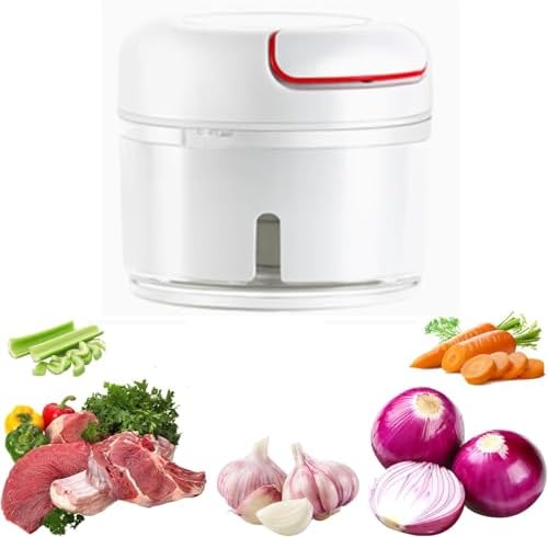 Mini Hand Pull String Garlic Mincer Onion Cutter, Portable, Manual