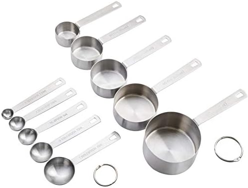 Babish 10-Piece Stainless Steel Measuring Cups and Spoons Set – Heavy-Duty, Rust-Resistant Baking and Cooking Measurement Tools