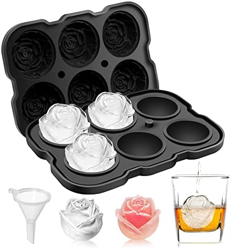 Ice Cube Tray, Mikiwon Rose 2 Inch Ice Mold with Lid