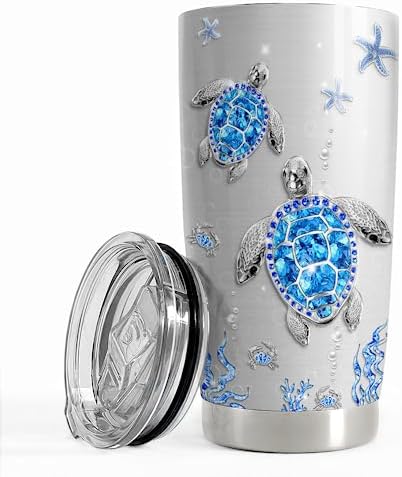 SANDJEST Turtles Gifts for Women Girls Sea Turtle Tumbler 20oz Jewelry