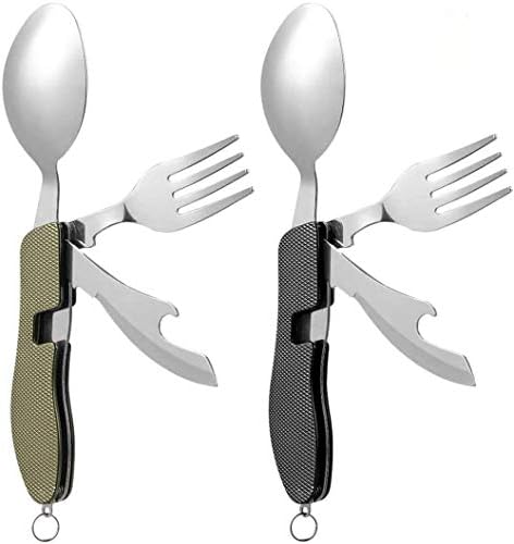 2Pcs Detachable Camping Utensils Cutlery Set, Caudblor Portable 4 in 1