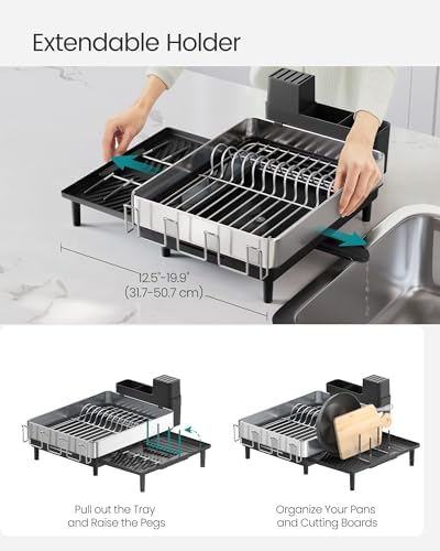 SONGMICS Expandable Stainless Steel Dish Drying Rack