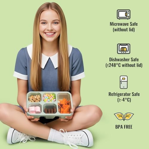 4-Pack Bento Box Adult with Lunch Bag, 5 - Compartment Snack