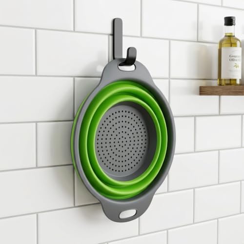 Collapsible Colander Set of 2, Space-Saving Round Silicone Kitchen