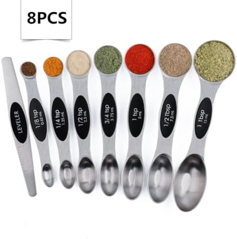 Stainless Steel Black Measuring Spoons Double End Set