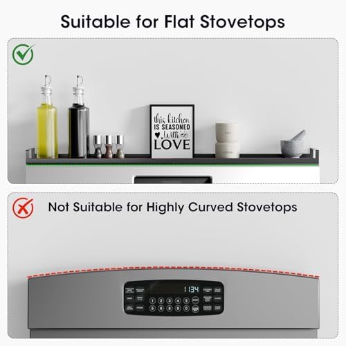 Bumusty 30" Adjustable Magnetic Stove Top Shelf, Matte Black