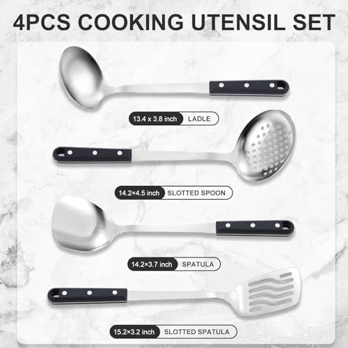 Pleafind 4-Pcs Cooking Utensils Set, Stainless Steel Kitchen Utensils