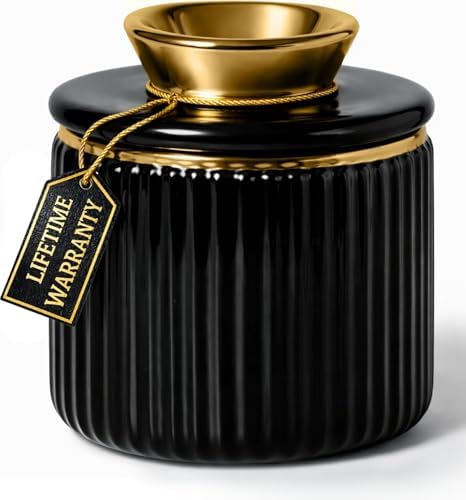 Styled Settings Butter Dish with Lid for Countertop, Black and Gold