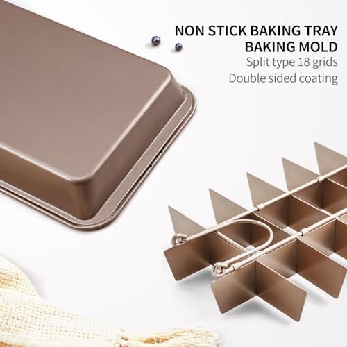 Brownie Pan with Dividers with Cutter Rectangular Cake, Non-stick