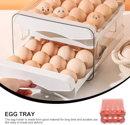 Egg Box Organizer with 32 Slots, Plastic Double Layer