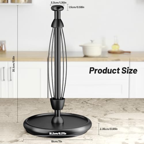 VEHHE Countertop Paper Towel Holder, Black, Weighted Base