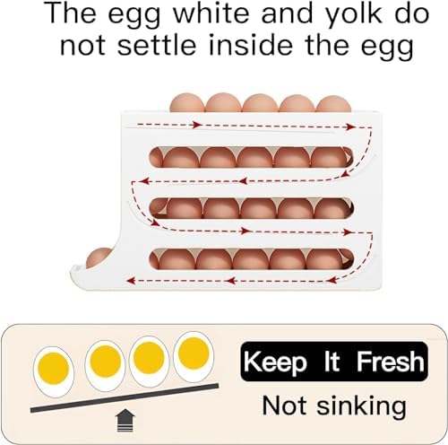Egg Holder for Fridge,4 Tiers Automatic Rolling Egg Dispenser for