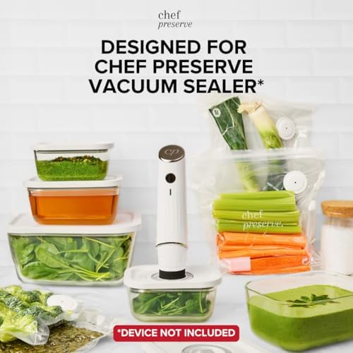 Chef Preserve Glass Vacuum Seal Containers, 3pcs Large Set