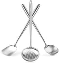 YOSUKATA 17" Stainless Steel Wok Spatula Ladle and Skimmer Spoon Set