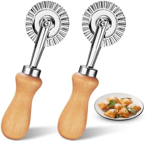 2Pcs Pasta Cutter Wheel Stainless Steel Fluted Pastry Ravioli Cutter