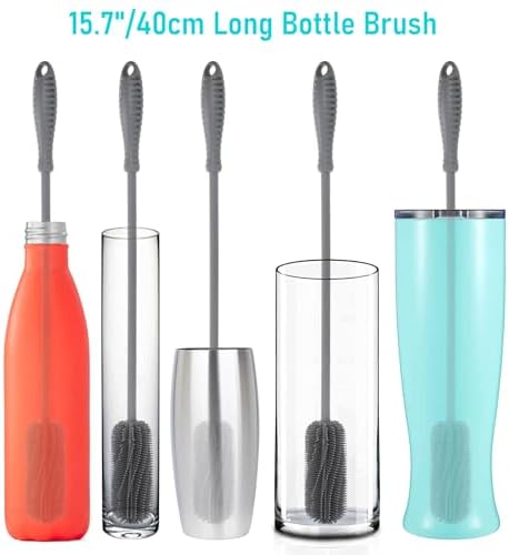 15.7" Silicone Bottle Brush, ddLUCK Water Bottle Cleaner Brush for